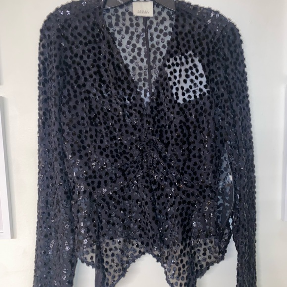 ISABEL MARANT SZ 40 | US 8
Ulietta metallic devoré-velvet blouse black NWT - Picture 7 of 9
